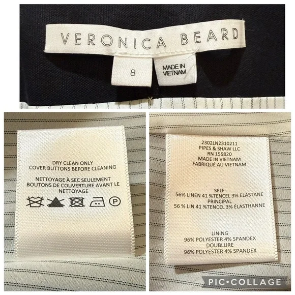 Veronica Beard Aaliyah Linen Black Dickey Blazer Jacket Ruched sleeves, Sz 8 - Picture 11 of 14